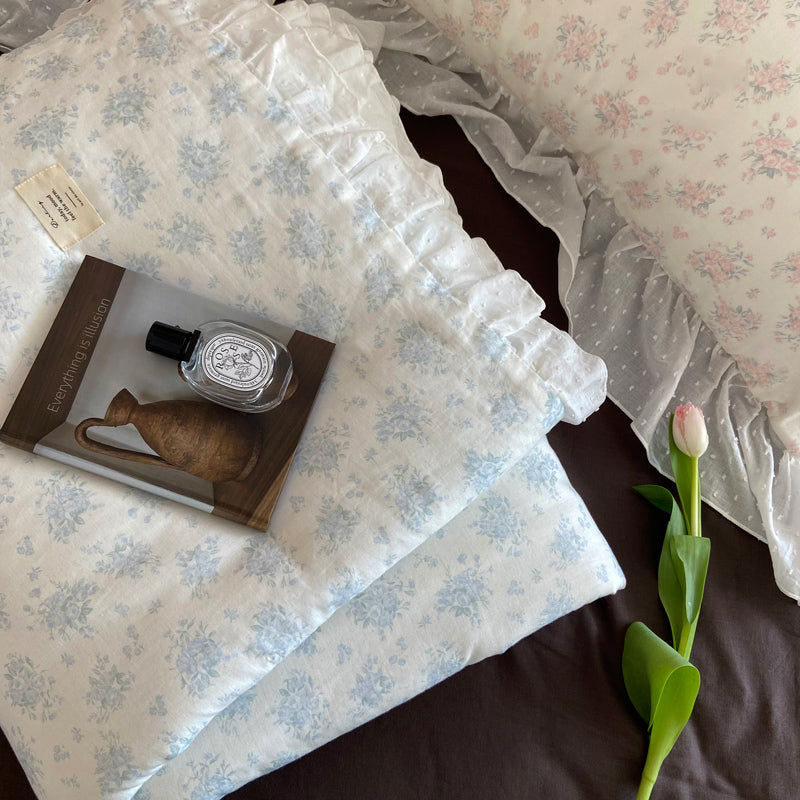 2color pale flower summer quilt