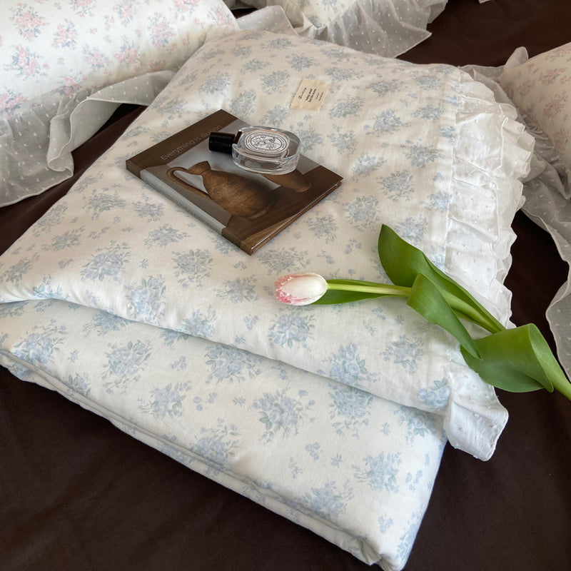 2color pale flower summer quilt