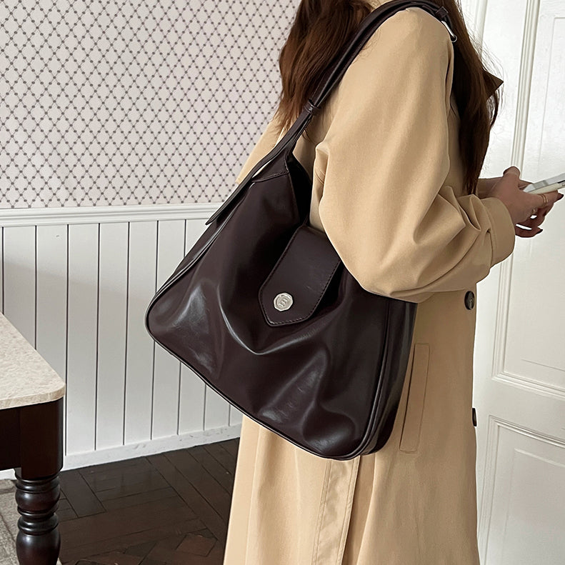 2color retro leather shoulder bag