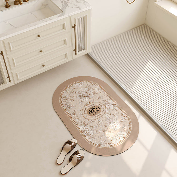 pastoral brown shadow flower bath mat