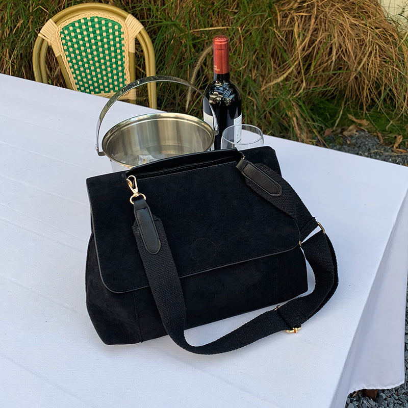 2color suede shoulder bag
