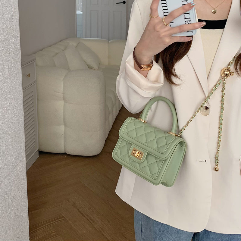 4color square quilting chain bag