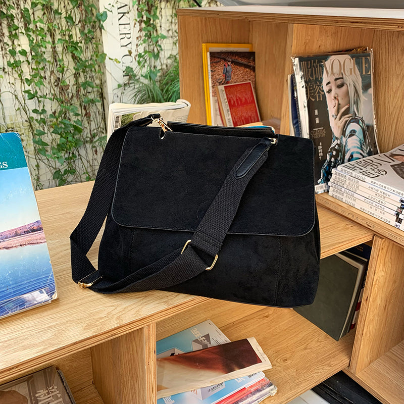 2color suede shoulder bag
