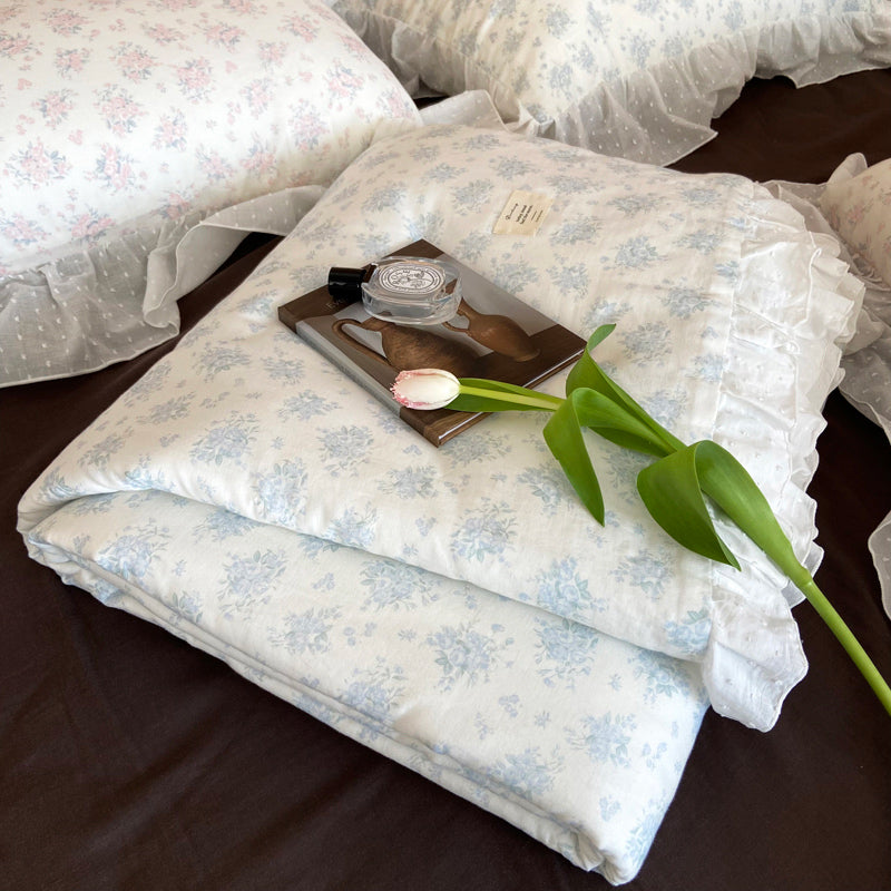 2color pale flower summer quilt