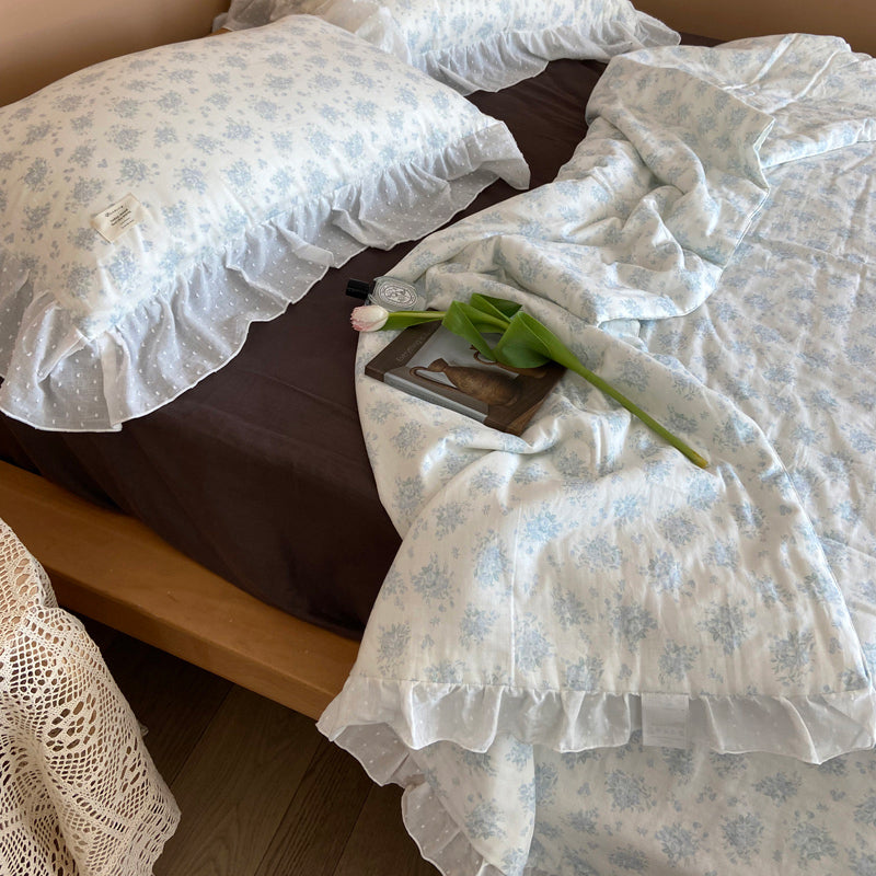 2color pale flower summer quilt