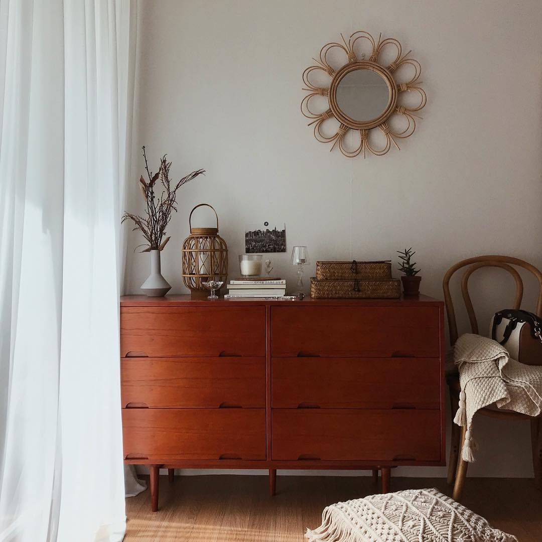 wood sunflower home mirror