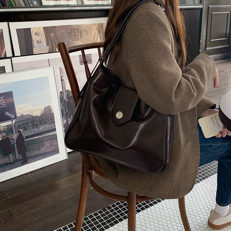 2color retro leather shoulder bag
