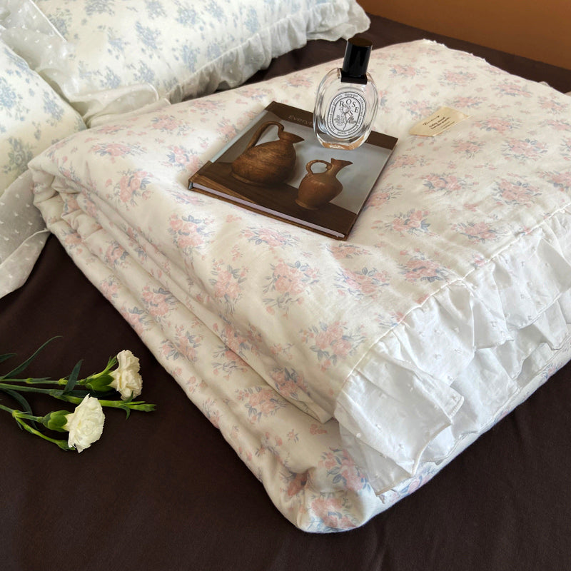 2color pale flower summer quilt