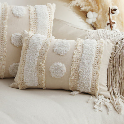 beige fringe boa cushion