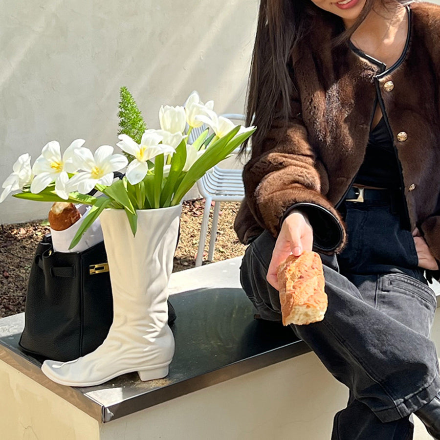 white boots vase