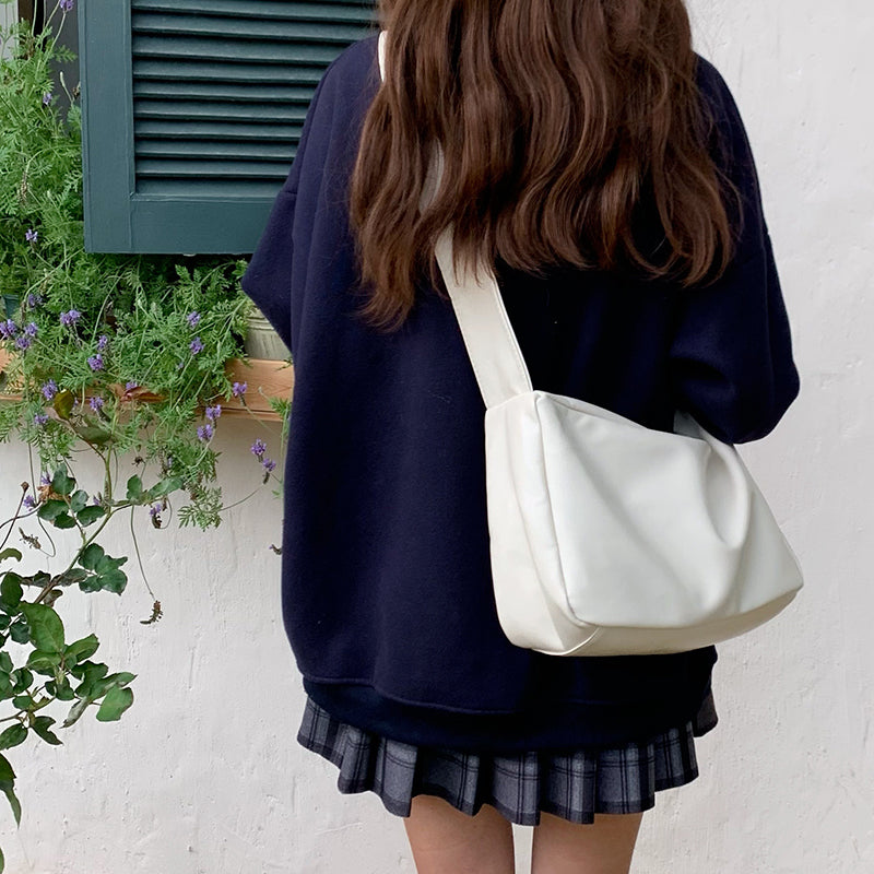 3color square leather shoulder bag