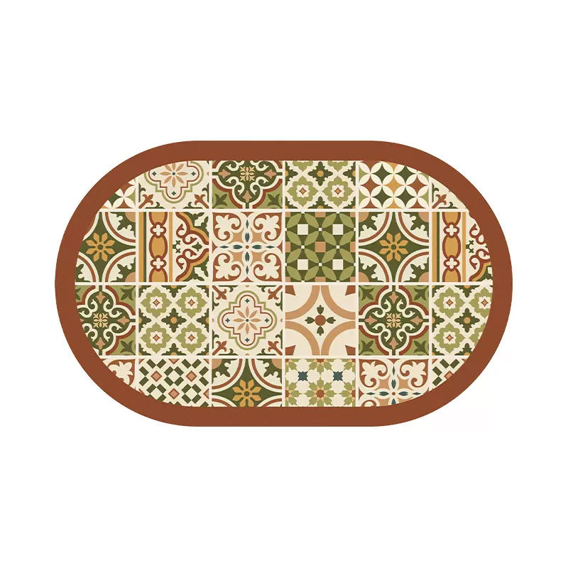 retro flower tile toilet mat