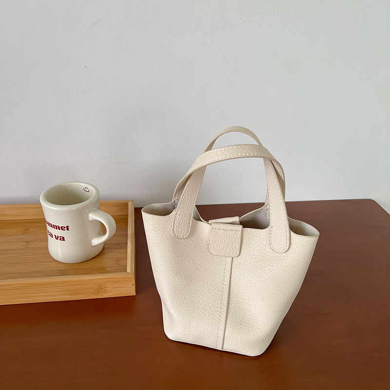 4color french soft leather handbag