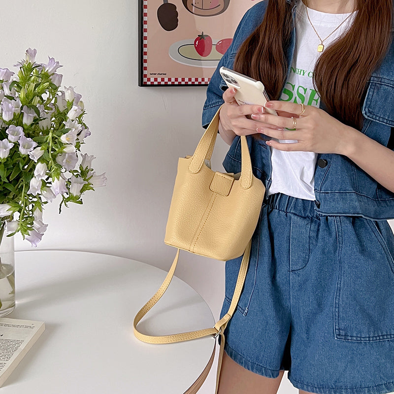 4color french soft leather handbag