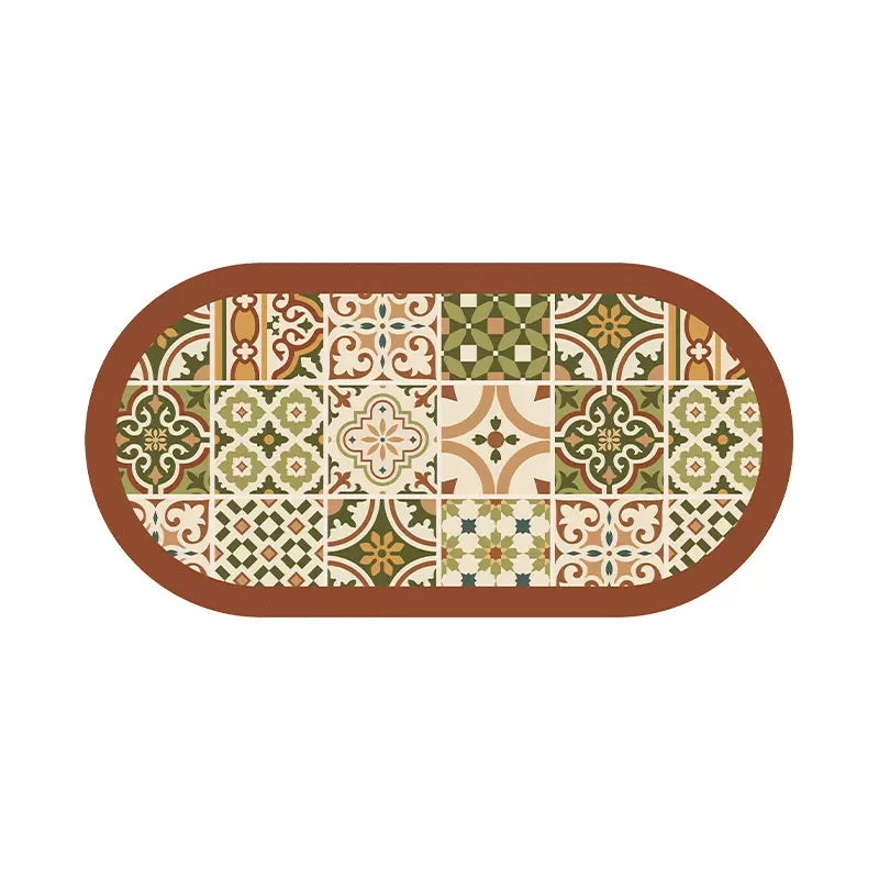 retro flower tile toilet mat