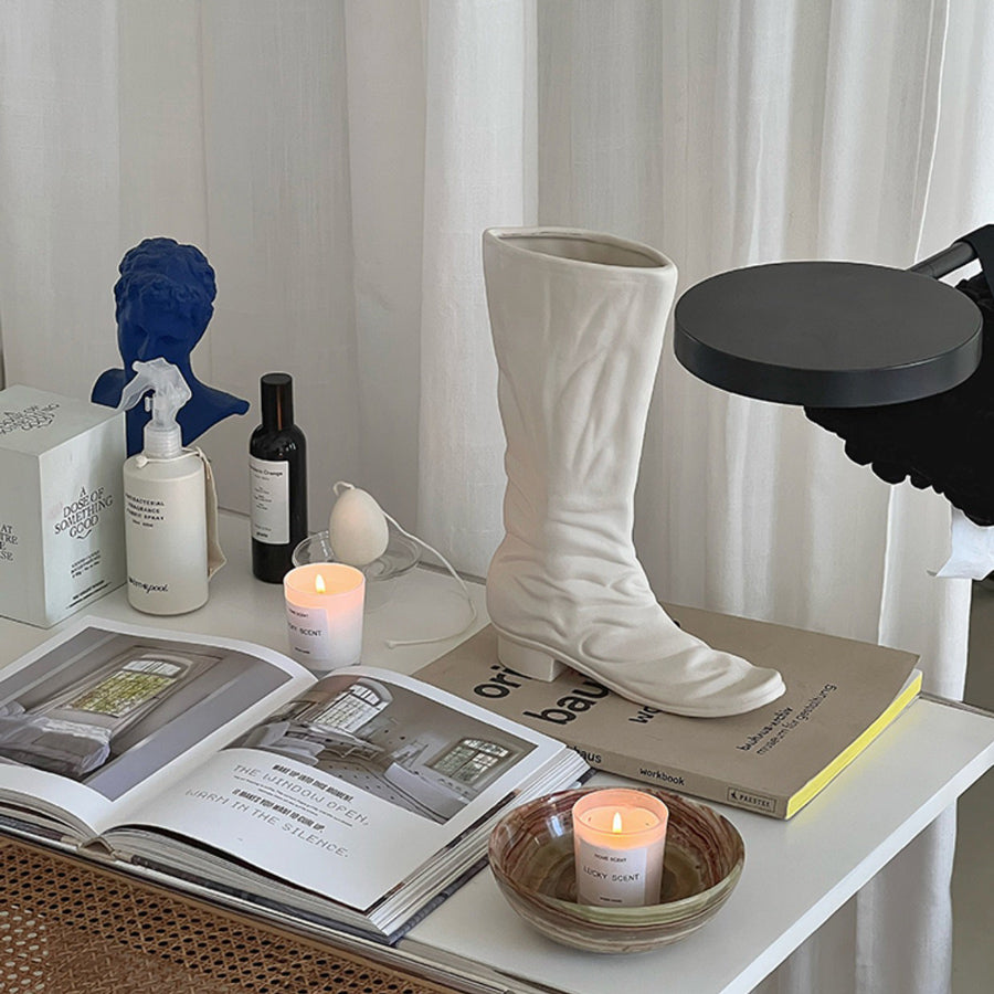 white boots vase