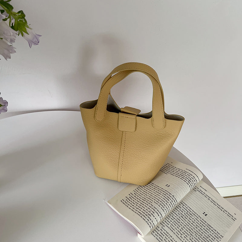 4color french soft leather handbag