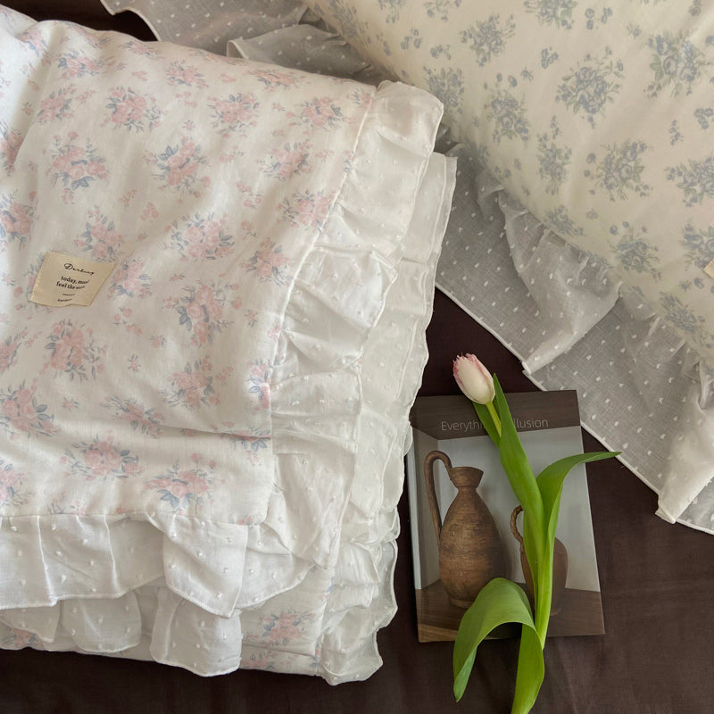 2color pale flower summer quilt