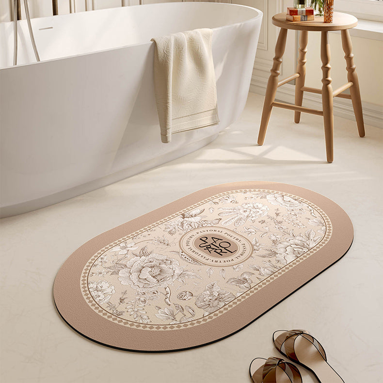 pastoral brown shadow flower bath mat