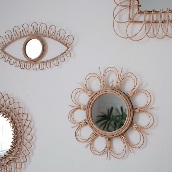 wood sunflower home mirror