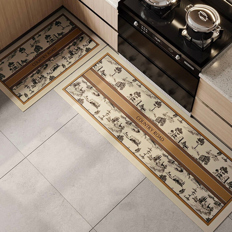 country road logo kitchen mat