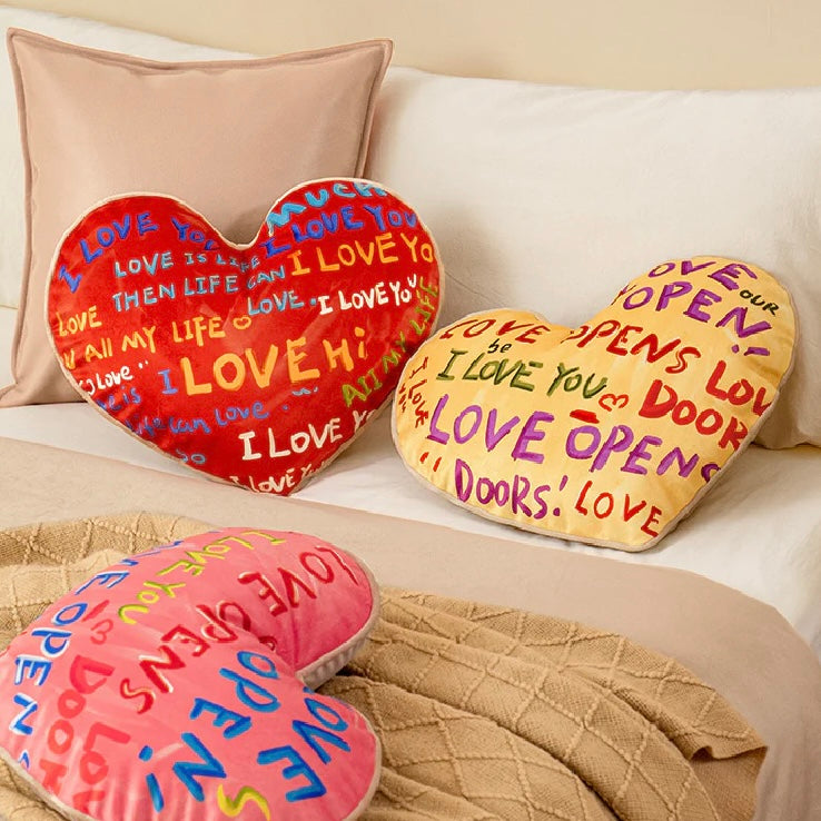 i love you colorful paint heart cushion