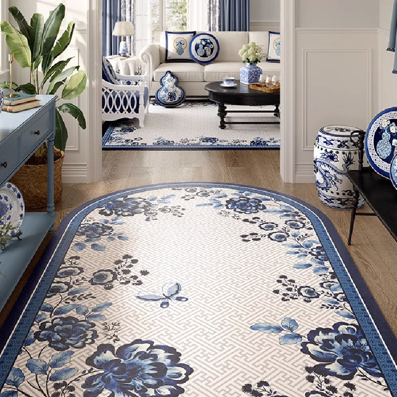 2design blue flower elegance door mat