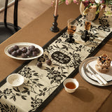 monotone floral table runner