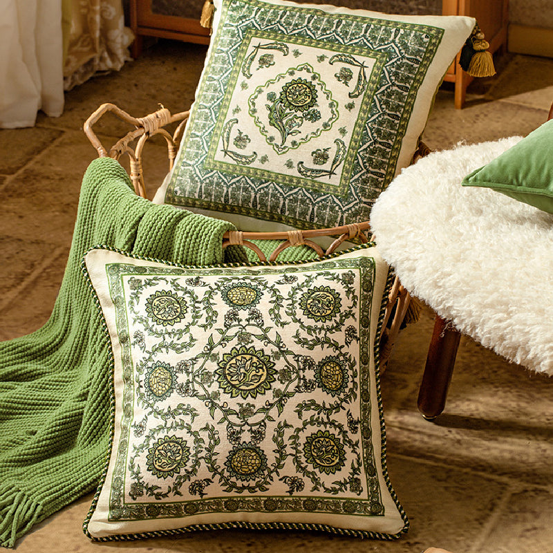 green ethnic vintage cushion