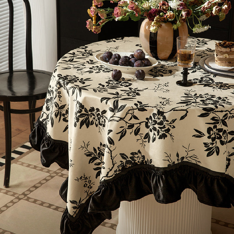 monotone floral table cloth