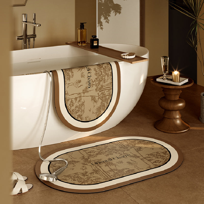 brown oriental charm bath mat