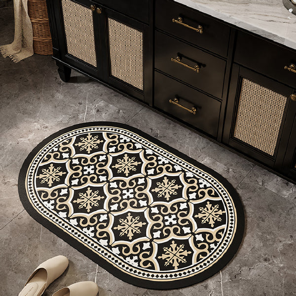 4design black morocco tile bath mat