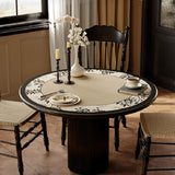 monotone floral round table mat