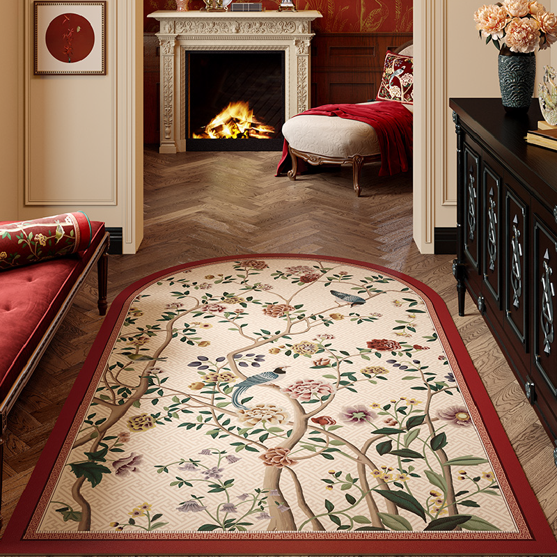 3design white red flower elegance door mat