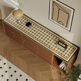 green retro tile square shelf mat