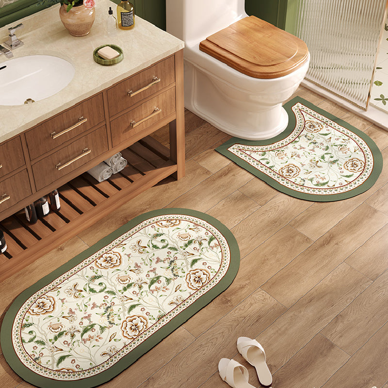 elegance floral white toilet mat