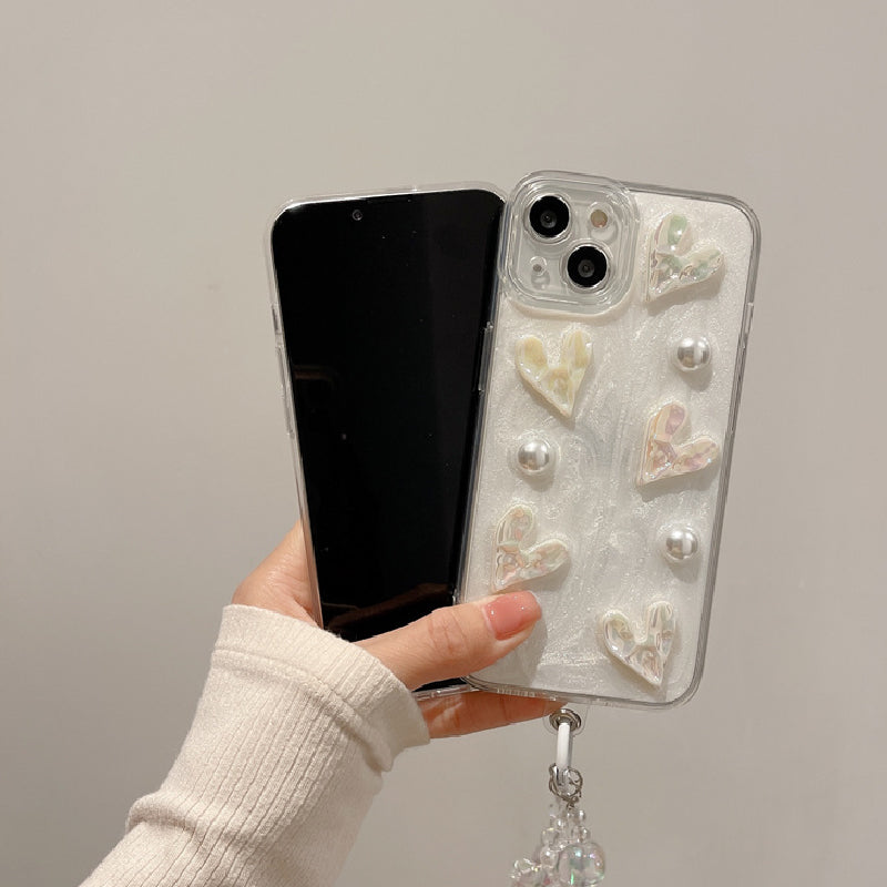 white pearl heart iphone case