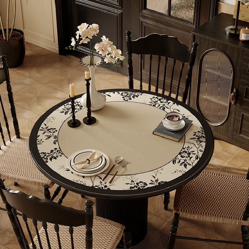 monotone floral round table mat
