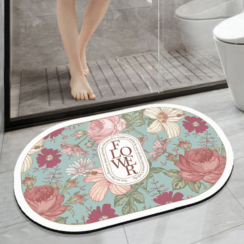 girly elegance floral toilet mat