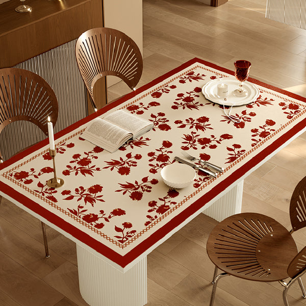 burgundy red fower table mat