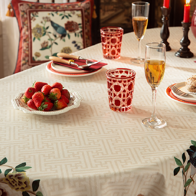 white red flower elegance table cloth