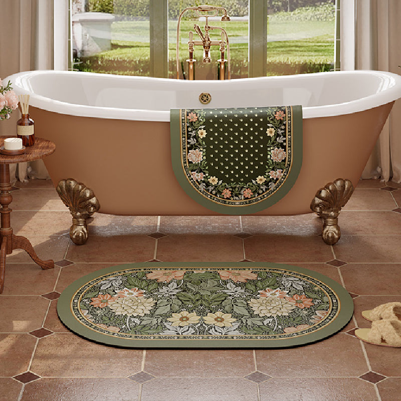 2design green floral bath mat