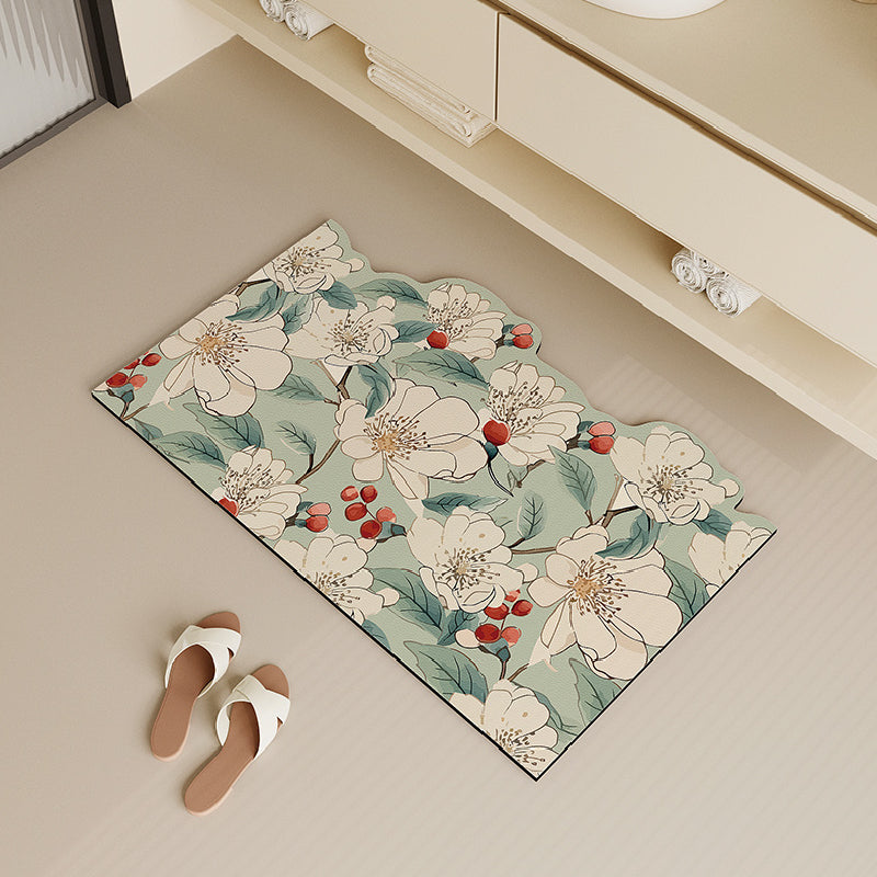 green elegance flower bath mat
