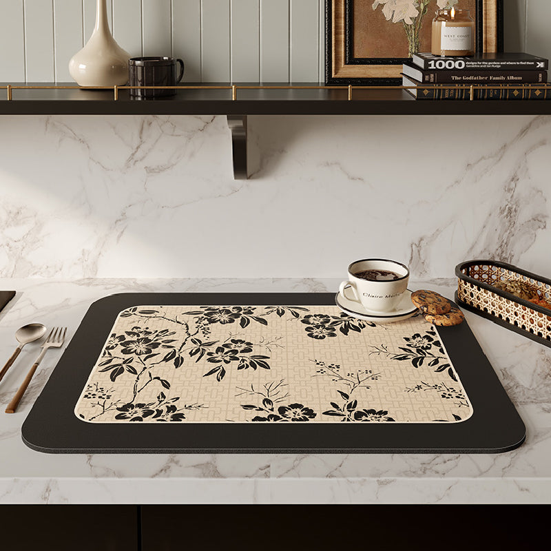 2design monotone floral sink mat