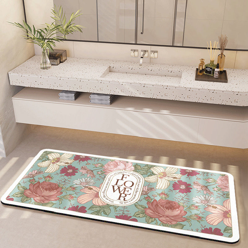 girly elegance floral toilet mat