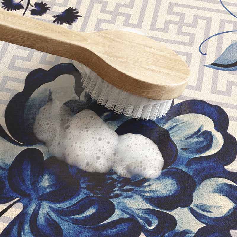blue flower elegance bath mat