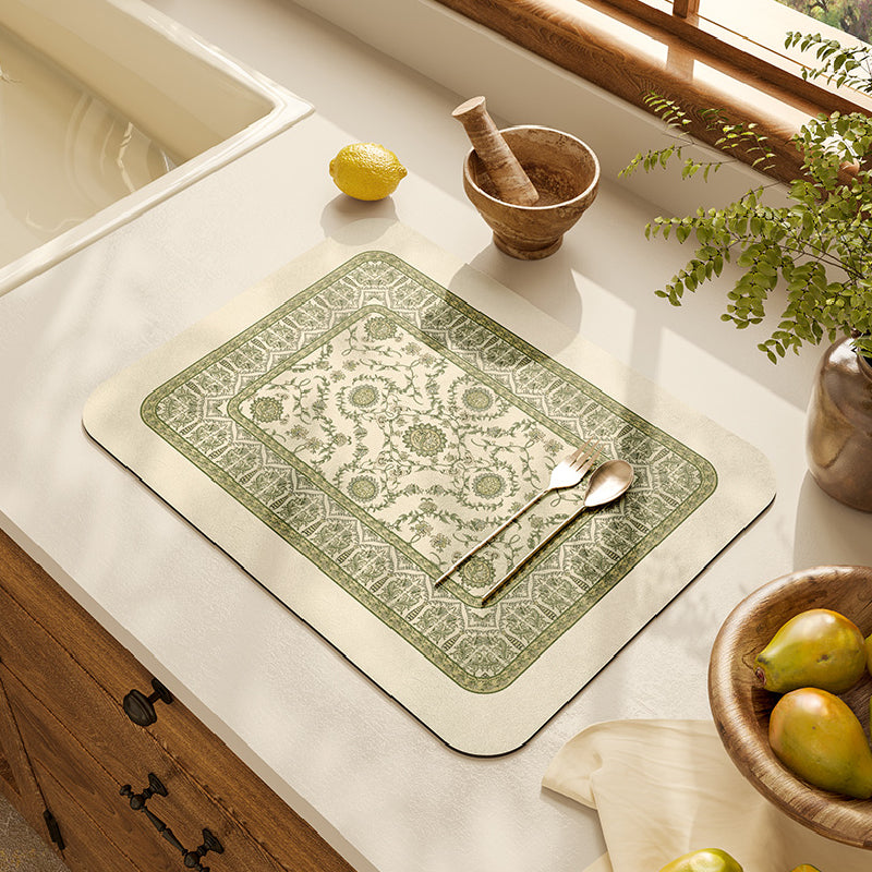 green ethnic vintage sink mat