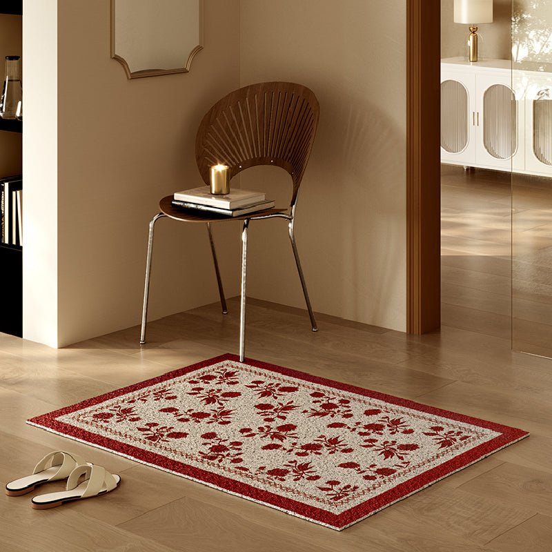 burgundy red fower PVC door mat
