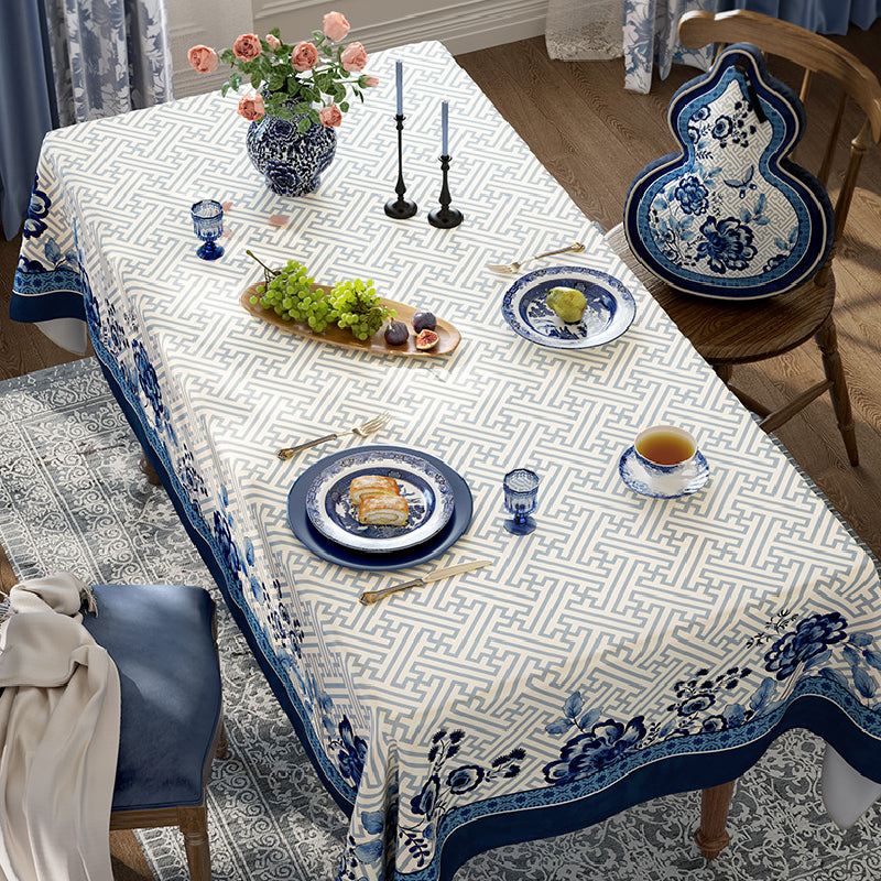 blue flower elegance table cloth