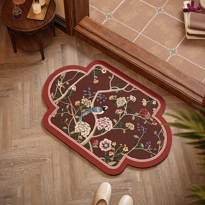 2design burgundy elegance flower bath mat